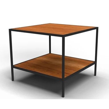 TAVOLO IN METALLO CON MENSOLA 120X120XH100CM.