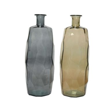 VASO IN VETRO RICLATO MARRONE/GRIGIO H75CM