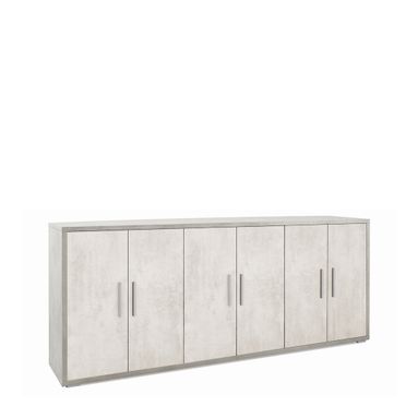 MOBILE 6 ANTE KIT 203X41XH84CM STRUTTURA CEMENTO FRONTALE OSSIDO BIANCO