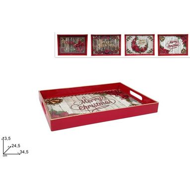 VASSOIO PLASTICA CON DECORO STELLA NATALE 34X24CM