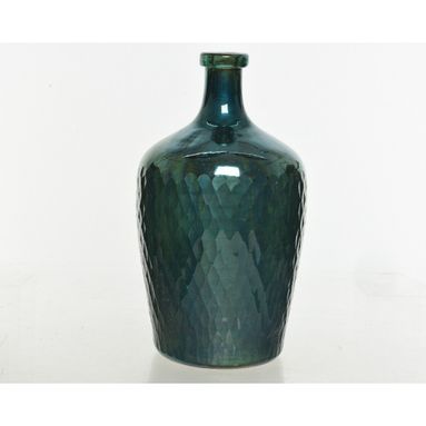 VASO IN VETRO BLU CON COLLO STRETTO 26X44CM