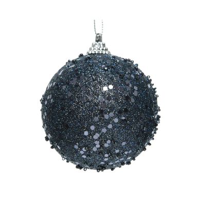 SFERA NATALIZIA BLU 8CM GLITTER/PERLINE/PAILETTES