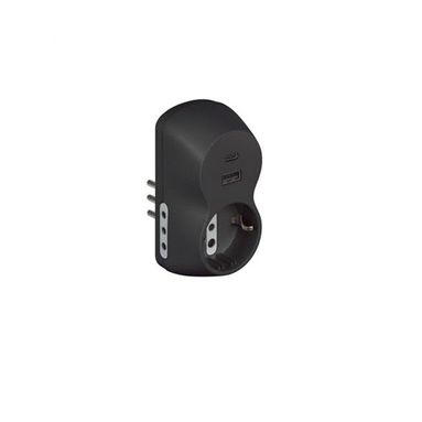 ADATTATORE B3 1 PRESA ST TED+2 10A CON USB GRIGIO