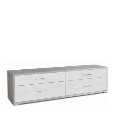 MOBILE 4 CASSETTI KIT 179X47XH50CM STRUTTURA CEMENTO FRONTALE OSSIDO BIANCO