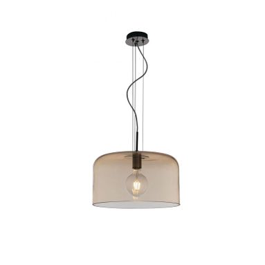 LAMPADARIO A SOSPENSIONE GIBUS IN VETRO SOFFIATO COLORE AMBRA 1XE27 DIAMETRO CM.35X150H.