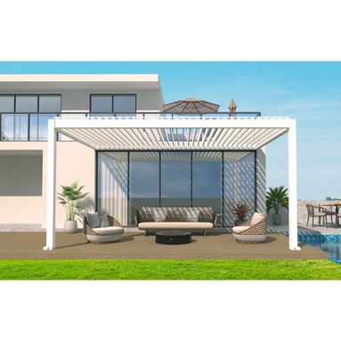 PERGOLA BIOCLIMATICA ADDOSSATA 404X287XH250CM BIANCO RAL 9016 IN ALLUMINIO