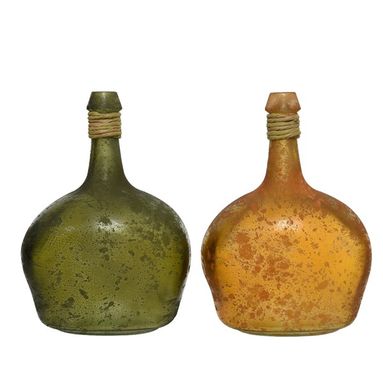 VASO IN VETRO RICICLATO EFFETTO RAFIA ANTICA H38CM