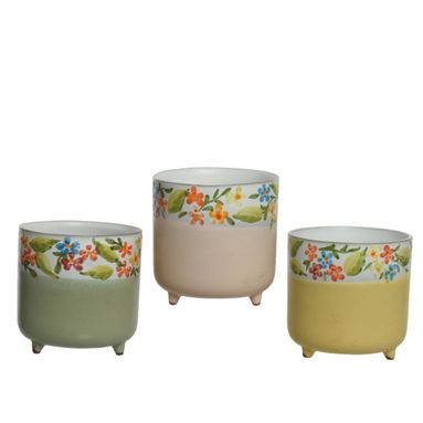 VASO A FIORI D.12XH13CM ROSA / VERDE / GIALLO.