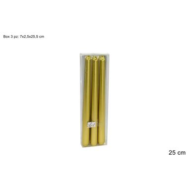 CANDELA LISCIA 25CM ORO IN BOX 3 PZ..