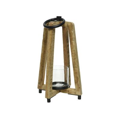 LANTERNA MODERNA IN MANGO NATURALE D.25XH40CM CON