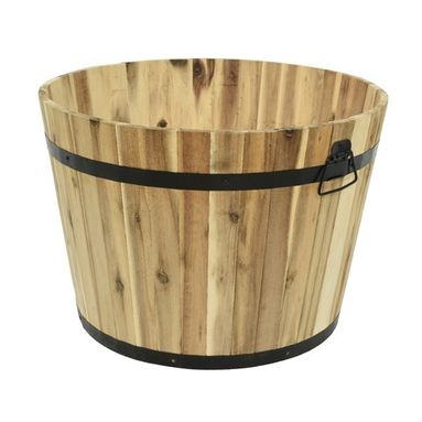 FIORIERA TONDA D.55XH38CM EFFETTO BOTTE DI LEGNO