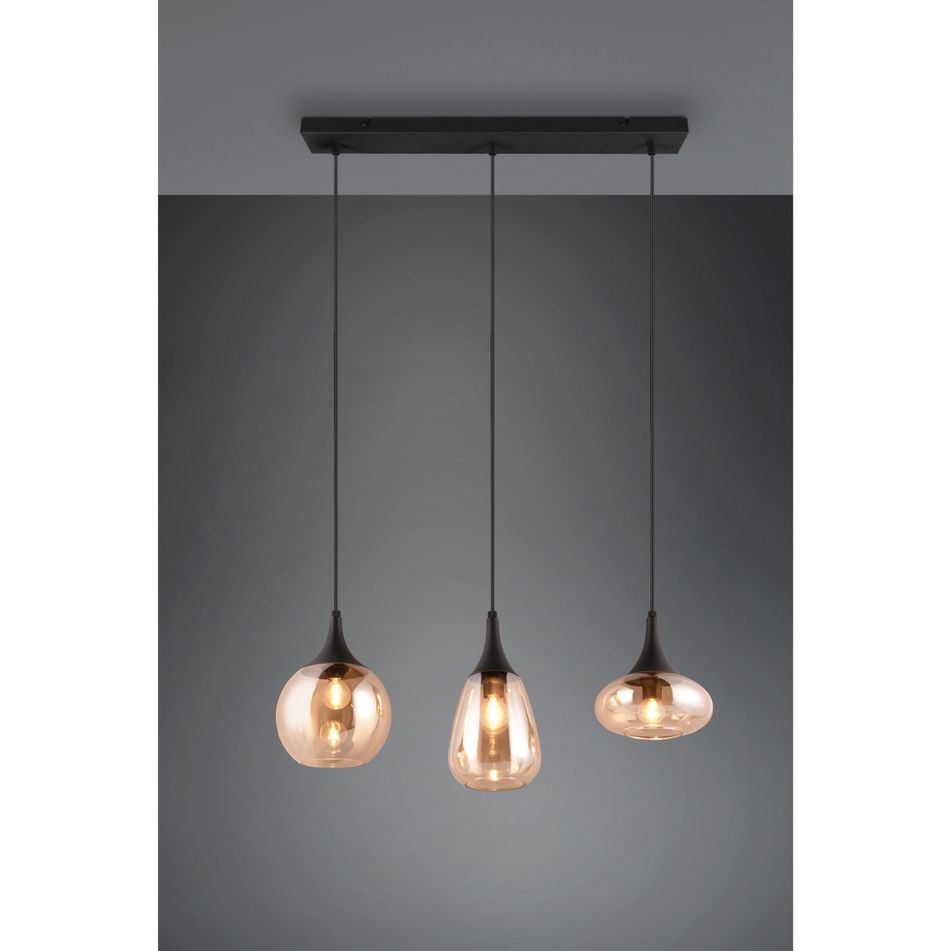 lampadario-3xe14-lumina-60cm-nero-slash-vetri-ambra