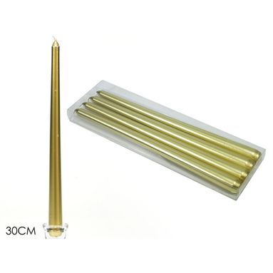 SET 4 CANDELE LISCE 30 CM ORO.