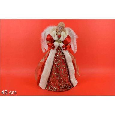 PUNTALE ANGELO 45CM ABITO ROSSO.