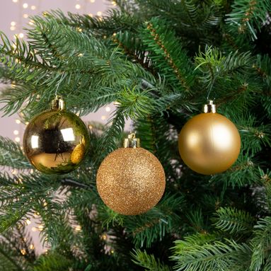 SFERE NATALIZIE 6CM ORO INTENSO 10PZ IN TUBO.