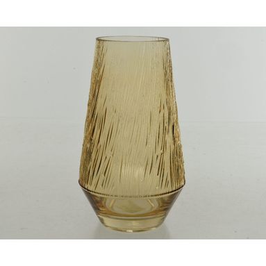 VASO IN VETRO D.14XH25CM MARRONE CON EFFETTO STRIA