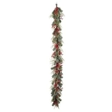 GHIRLANDA 180CM CON BACCHE E PIGNE.