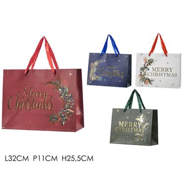 BUSTA REGALO 32X12XH26CM MERRY CHRISTMAS.