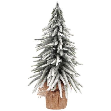 ALBERO NATALE INNEVATO D.8XH45CM CON BASE IN JUTA