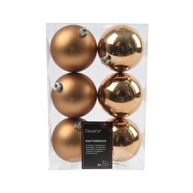 SFERE NATALIZIE 8CM MARRONE PECAN 6PZ IN BOX..