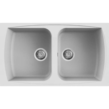 LAVELLO LIVING BIANCO 86X50CM CON 2 VASCHE IN GRAN