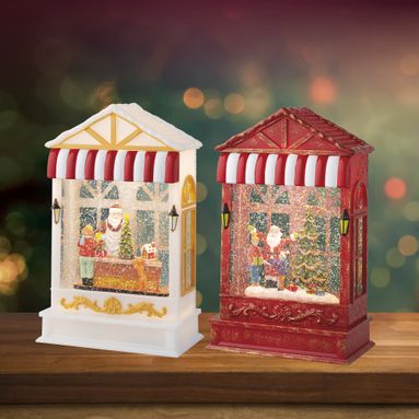 BOTTEGA CON BABBO NATALE 9X16XH25CM LED BIANCO.