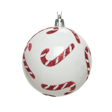 SFERA NATALIZIA 8CM CARAMELLA BIANCA..