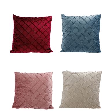 CUSCINO IN VELLUTO A QUADRI 45X45CM IN 4 COLORI