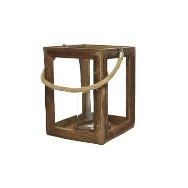 LANTERNA IN QUERCIA MARRONE 21X21XH28CM CON MANICO