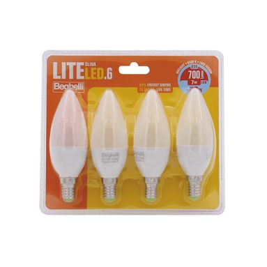 QUADRIPACK LAMPADA LED OLIVA E14 7W 6500K LITELED