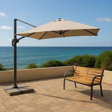 OMBRELLONE A BRACCIO LATERALE GIREVOLE 360 GRADI  MT.3X4 COLORE ECRU'