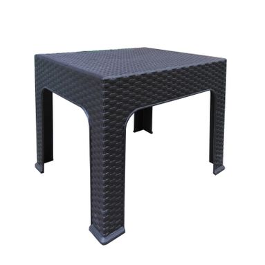 TAVOLINETTO BASSO EFFETTO RATTAN IN RESINA MARRONE