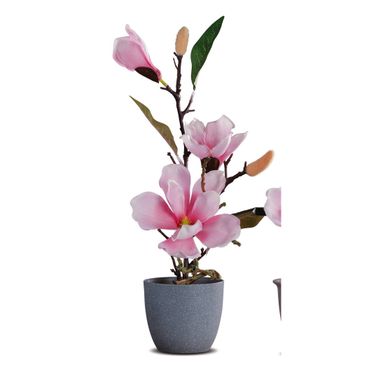 VASO CON MAGNOLIA 3 FIORI E 2 BOCCIOLI D.10XH40CM