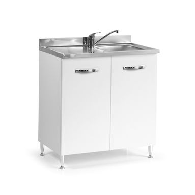 SOTTOLAVELLO BIANCO FRASSINATO 80X50XH85CM COMPLET