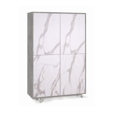 MOBILE 4 ANTE KIT 108X41XH161CM STRUTTURA CEMENTO FRONTALE MARMO CALACATTA