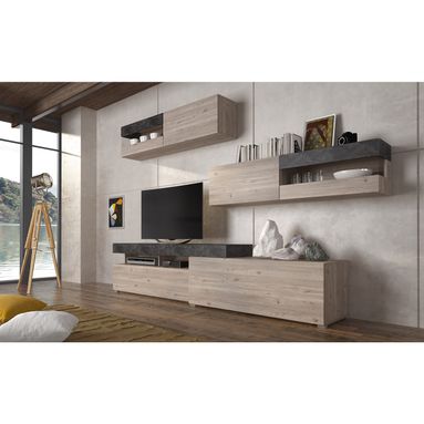 PARETE ULISSE 276X50XH190CM ROVERE NELSON / GRAFIT