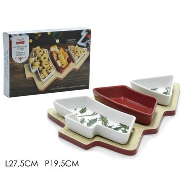 SET 3 ANTIPASTIERE 27CM BASE BAMBOO A FORMA ALBERO