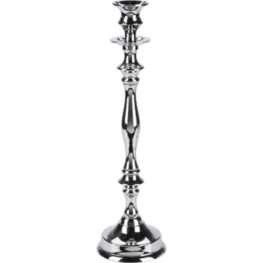 CANDELIERE SINGOLO H37CM ARGENTO IN ALLUMINIO