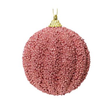 SFERA NATALIZIA 8CM ROSA A SPIRALE IN POLISTIROLO.