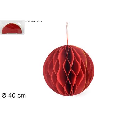 SFERA NATALIZIA IN CARTA ROSSA 40CM RICHIUDIBILE
