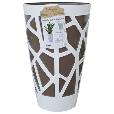 VASO MOSAIC CURVE D.26XH40CM TALPA/BIANCO
