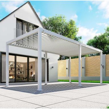 PERGOLA BIOCLIMATICA AUTOPORTANTE 585X304XH250CM BIANCO RAL 9016 IN ALLUMINIO
