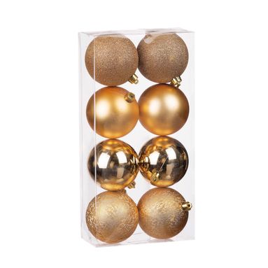 SFERE NATALIZIE ORO 8CM 8PZ IN 4 MODELLI.