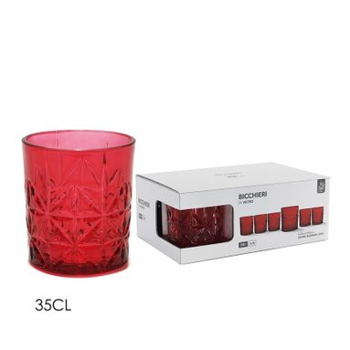 SET 6 BICCHIERI ROSSI IN VETRO 35CL
