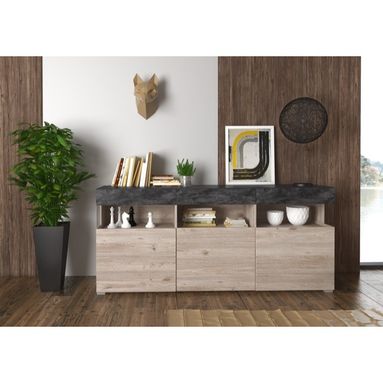 MADIA ULISSE 188X45XH85CM ROVERE NELSON/GRAFITE