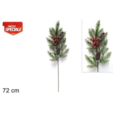 STELO BACCHE IN PVC CON PIGNE E NEVE 72 CM