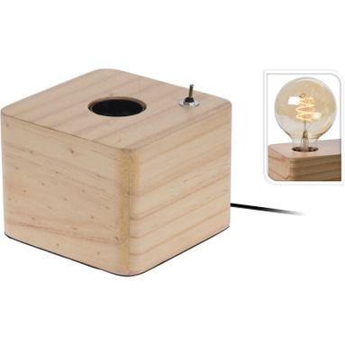 LAMPADA CON BASE LEGNO 12X9CM