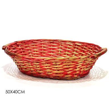CESTA OVALE 50X40CM ROSSA/ORO.
