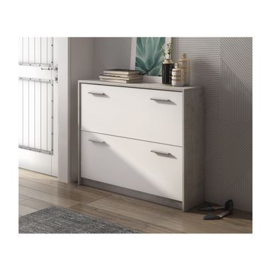 SCARPIERA KEN 98X25XH80CM CEMENTO / LARICE.