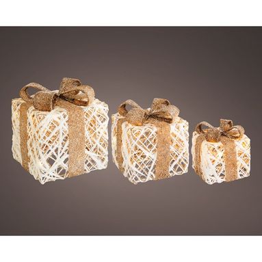 SET 3 PACCHI REGALO CON LED BIANCO CALDO.